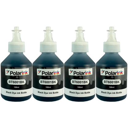 Kit 4 Botellas de Tinta Negra Compatible con Brother Btd60bk